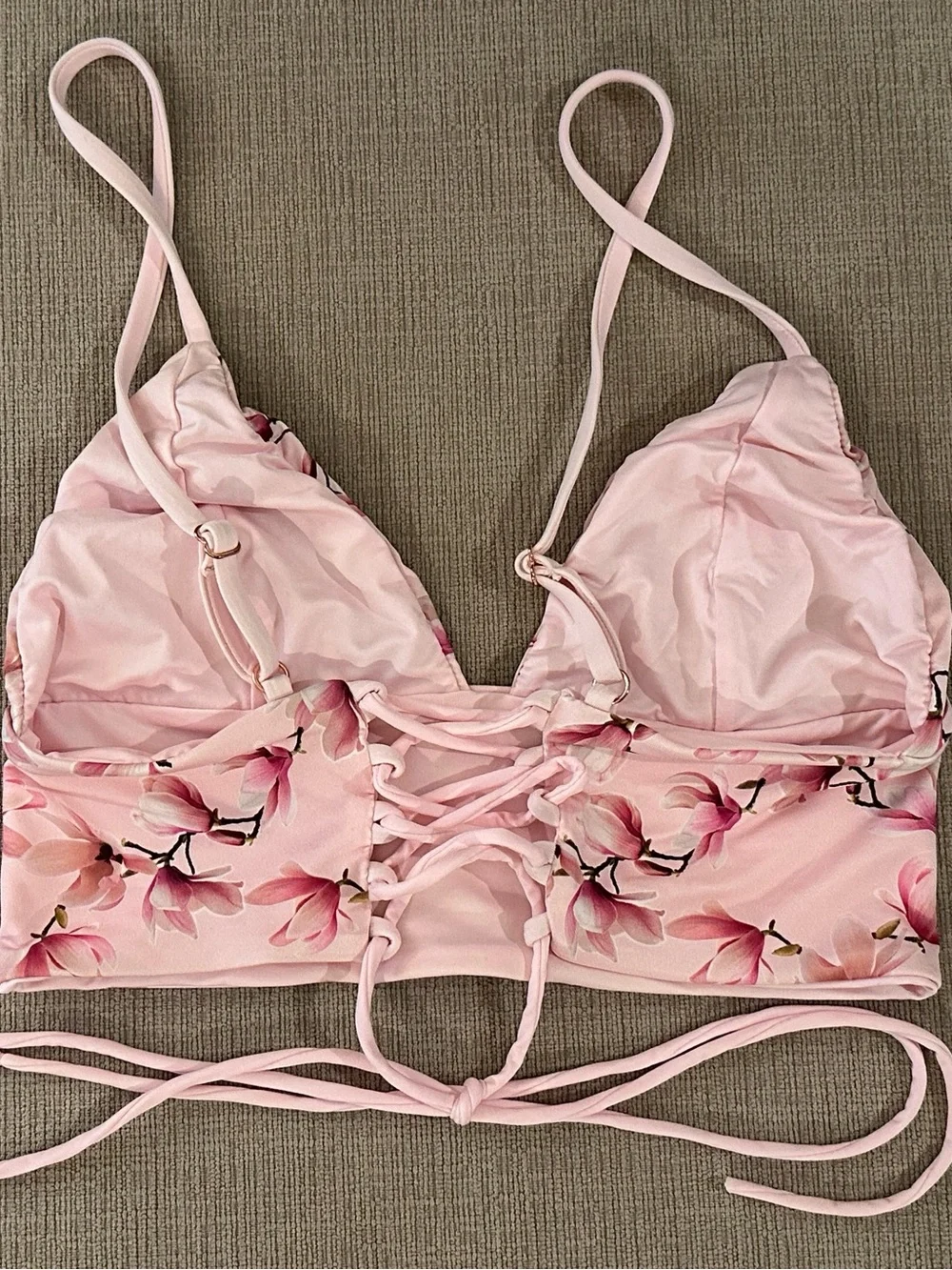 Frankie's Bikinis Pink Floral Wrap Top